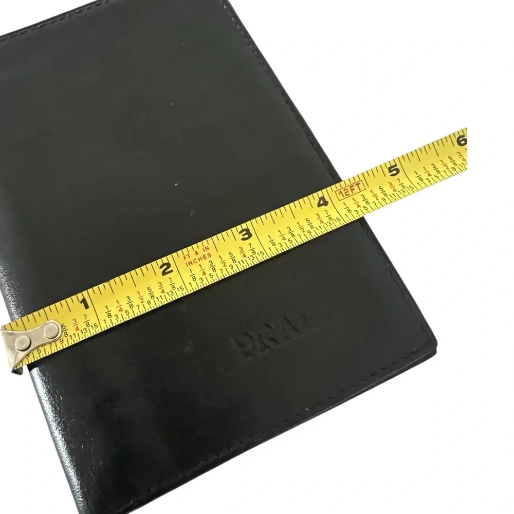 Prada card wallet black calfskin smooth leather 6” x4” vintage